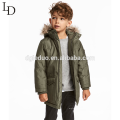 Moda niños invierno animal piel con capucha chaqueta larga invierno abajo abrigo para niños